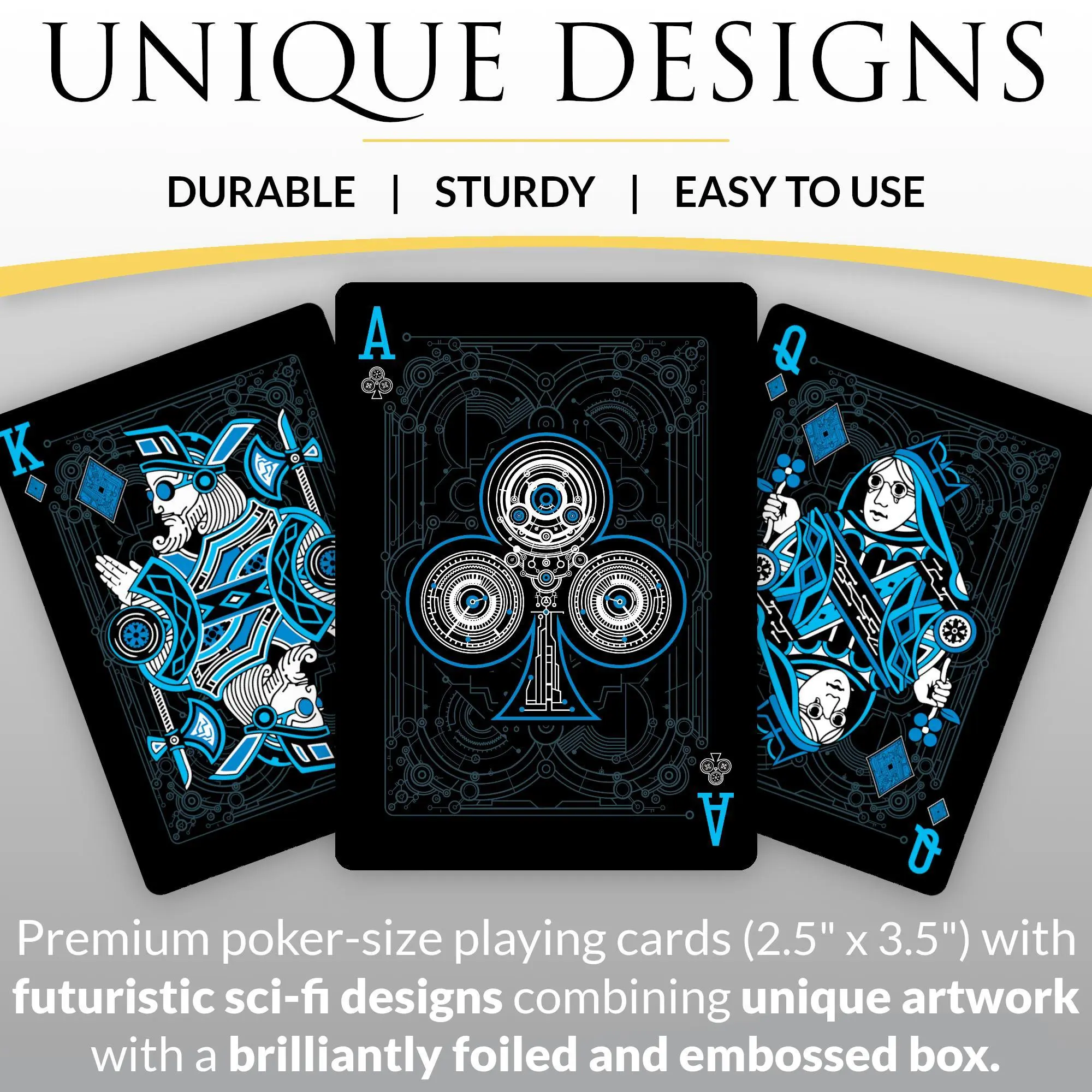 TALKING POINT CARDS Cyberpunk Deck - Hand-Drawn Artwork, Smooth Shuffling, Intricately Embossed Foil Tuckbox, 54 Poker-Size Cards, Free eBook Included Playingcards