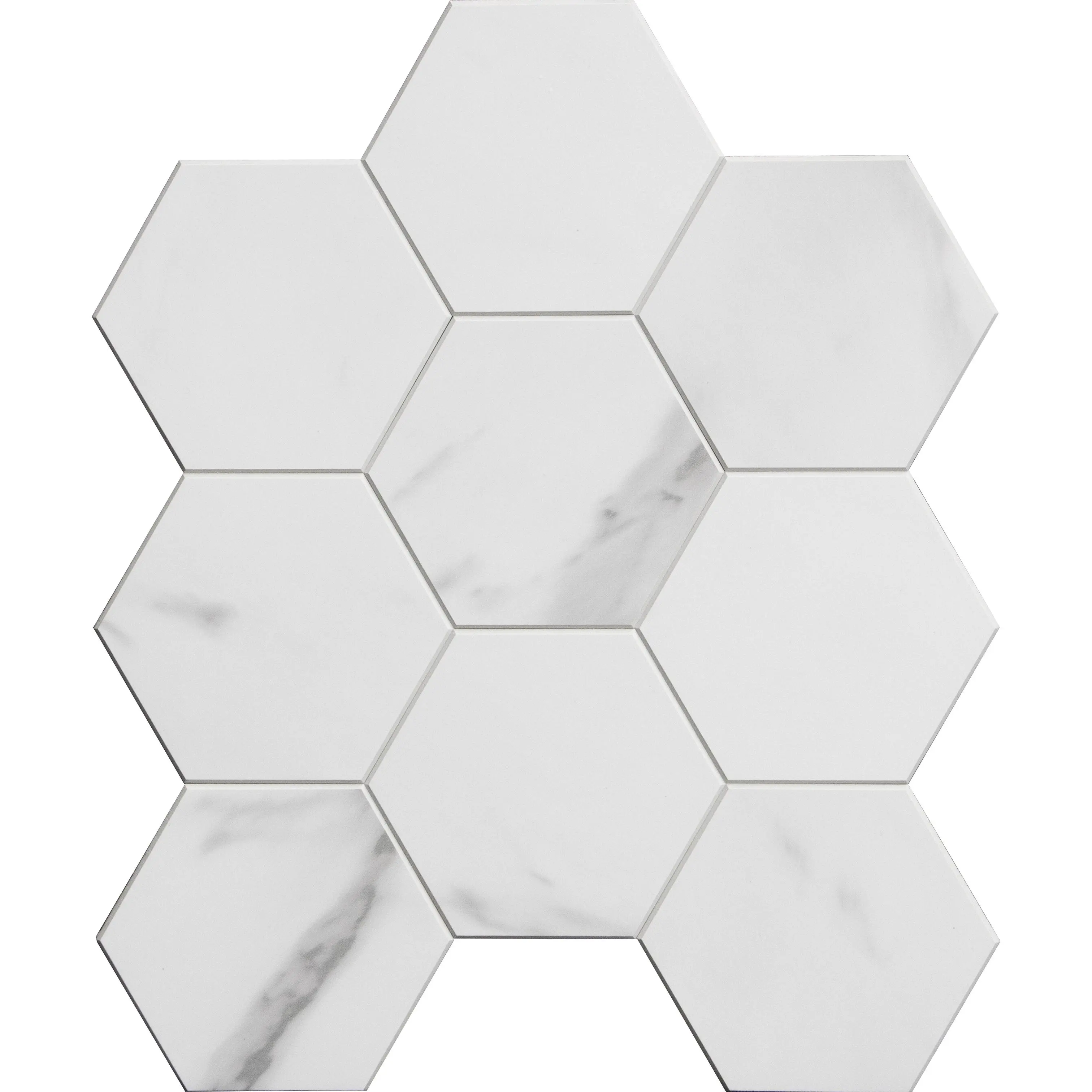 COLAMO COLAMO Statuario Hexagon White Peel and Stick Backsplash Carrara Marble Tiles， Self-Adhesive Wall Tile, Wallpaper Ideas for Kitchen & Bedroom Home Improvement Wall Decor