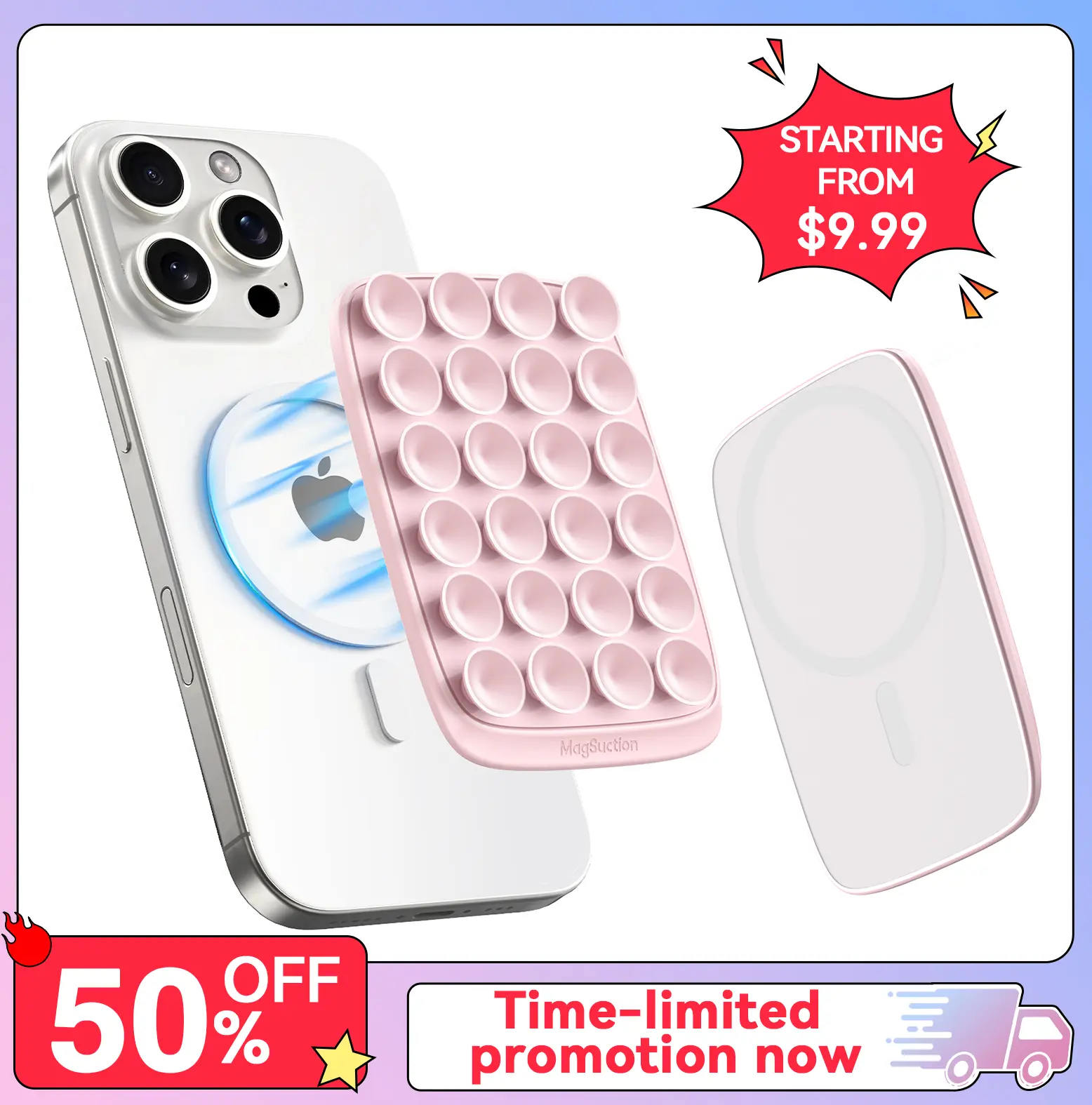 MagSuction Max Magnetic Suction Phone Mount for MagSafe, Hands-Free Phone Holder, Compatible with iPhone MagSafe Phone Case, Perfect for TikTok Videos and Selfies