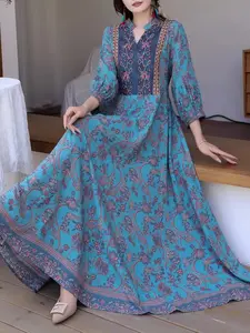 Middle Eastern Bohemian Boho Dress, Ethnic Embroidery Design, Beach Vacation Chic Elegant Casual Wear, Cultural Charm, All Seasons