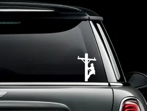 Lineman Silhouette Custom Car Truck Van Window or Bumper Sticker Vinyl Decal