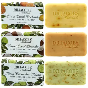 Dr. Jacobs Invigorate Exfoliating Bar Soap Set - Citrus Crush, Coco Loco Limeade, Minty Cucumber Mojito - 5 oz Each, Triple Milled, Vegan, Gluten Free