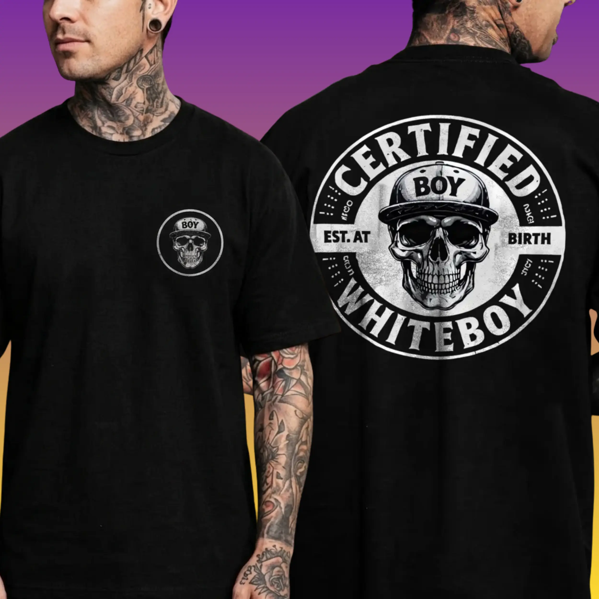 Vintage Certified Whiteboy Printed Men's T-shirt, Oversized Streetwear T-Shirt Menswear Classic Casual Man