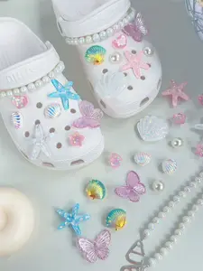 Starfish Shell Flower Shoe Clips Set, Multifunctional Sandals Slippers Beach Bag Accessories, Perfect Gift for Women Holidays Birthdays Parties