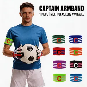Football Captain Arm Band Armband, Multiple Colors Available, Adjustable Elastic C-Shaped Badge with Velcro, Outdoor Sports Soccer Basketball Training