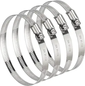 4 Pack 4 Inch Hose Clamps 304 Stainless Steel Quick-Screw Dryer Vent Clamp Adjustable 3.5 to 4.5 Worm Gear for Automotive Dust Collection