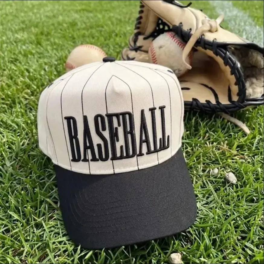 BASEBALL Embroidered Cap, 3D Pinstripe Hat Game Day Outfit, Gif For Sport Lovers
