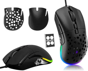 MAGIC-REFINER Wired Gaming Mouse with Side Buttons RGB Backlit Honeycomb with Weight Tuning, Adjustable Weight, Extra Replaceable Cover,12,000 DPI Optical Sensor Programmable for Windows PC Gamers