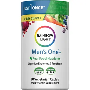 NEW2026! Mens Multivitamin One + | 30 Caplets | Real Food Nutrients, Digestive Enzymes & Probiotics