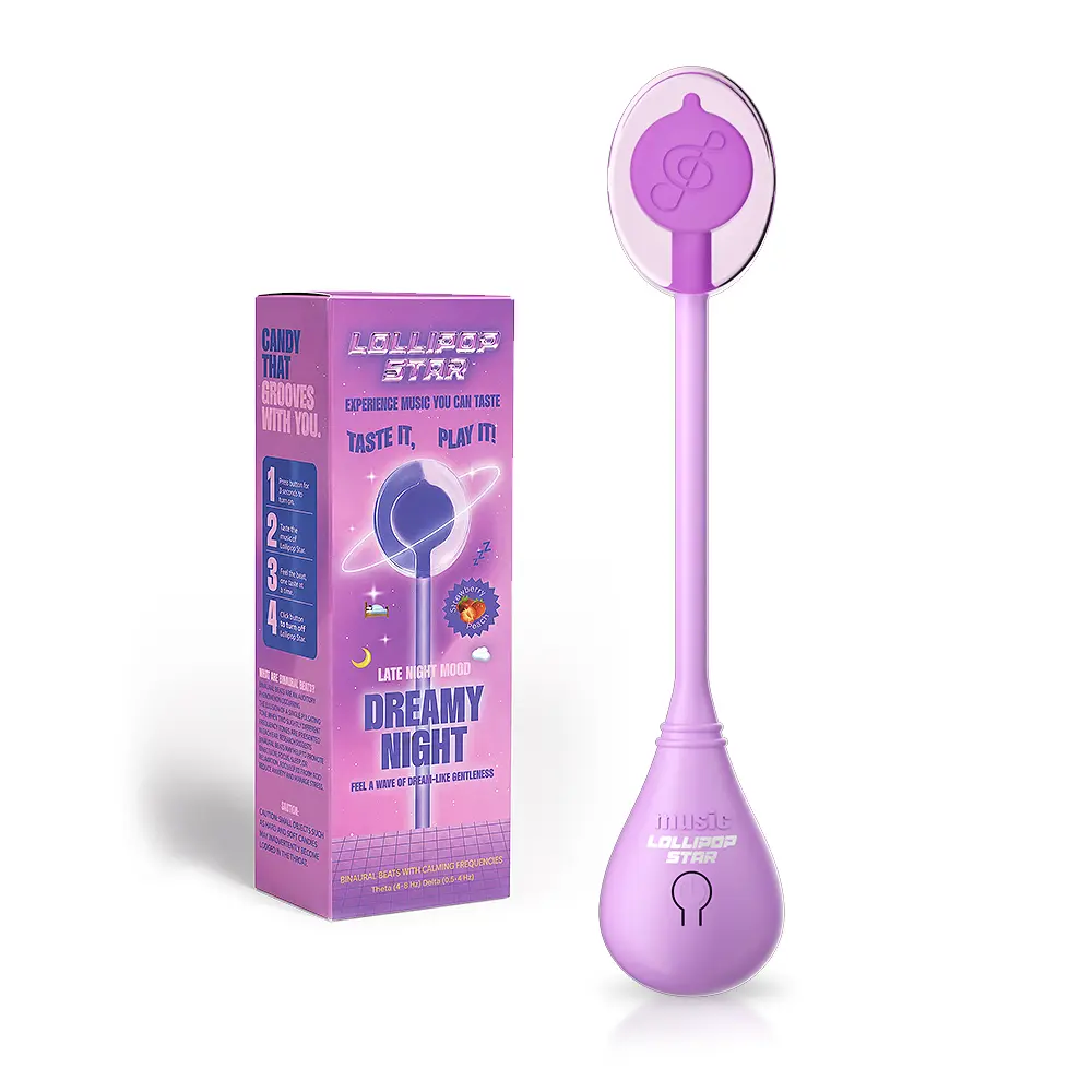 Lollipop Star Music Audio Lollipops - Dreamy Night Calming Binaural Beats Candy, Bone Conduction Sleep Aid Novelty Gift (Strawberry Peach Flavor)