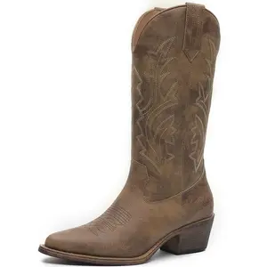 GLOBALWIN Camel Tan Cowboy Boots For Women Western Boots Classic Embroidery Western Cowboy Boots Mid Calf Knee High Cowgirl Boots Size Festival outfit  botas vaqueras outfits cute  Walking Shoes Footwear Comfort Stylish Decor Onyx