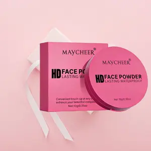 MAYCHEER High Definition Powder Foundation High Definition Matte Concealer Long-lasting Waterproof Setting Powder Oil Control Flawless natural Nude makeup with Puff-Box Cosmetic