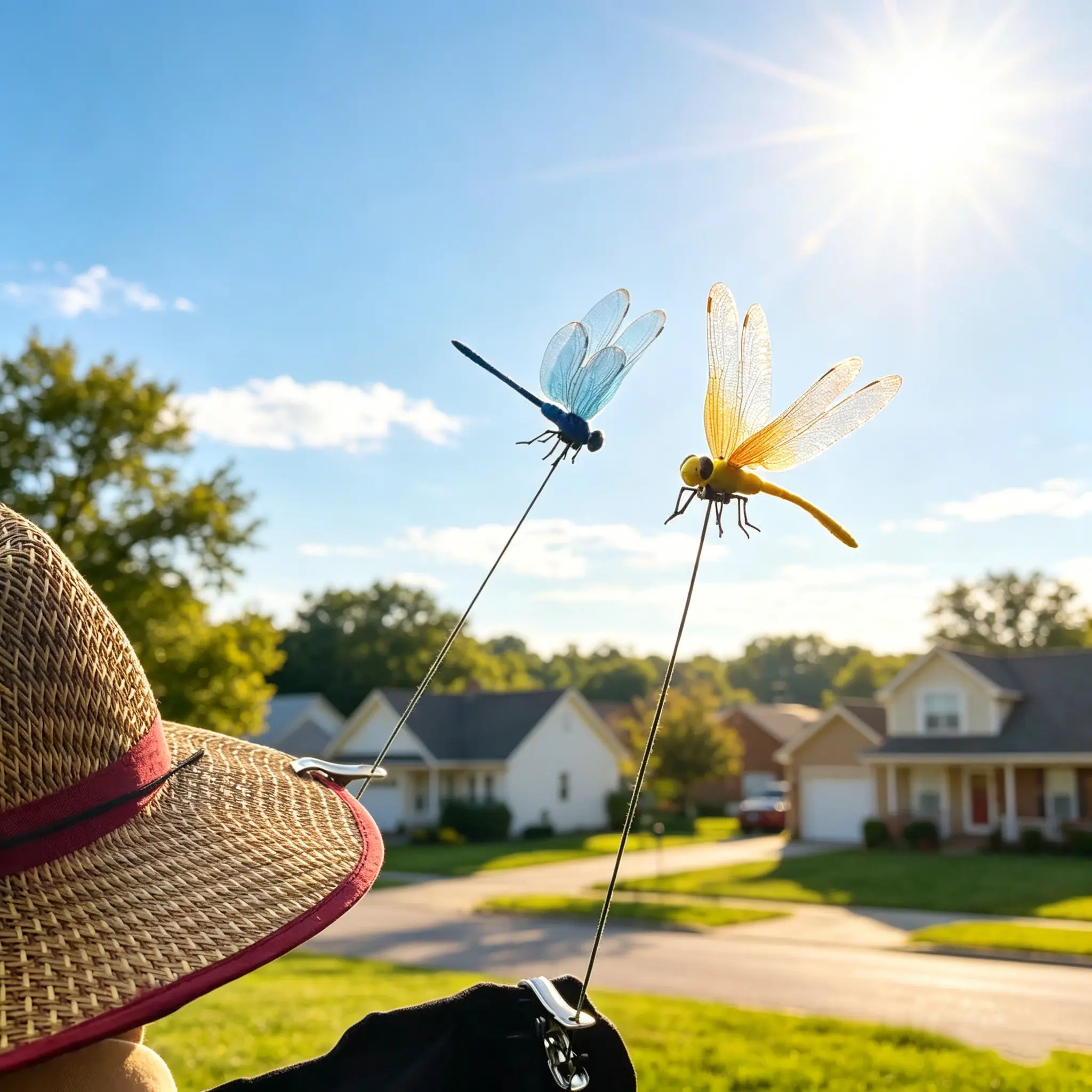 Lifelike 3D Bionic Dragonfly Decoys - Reusable, Flexible Stem, Stainless Steel Clip, Wind Swing Design, 4/8/12/16-Pack Options, Horse Farms & Corridor Decor, Garden Decoration, Mosquito-Repelling Under Specific Conditions, Mosquitoes, 4 Pack