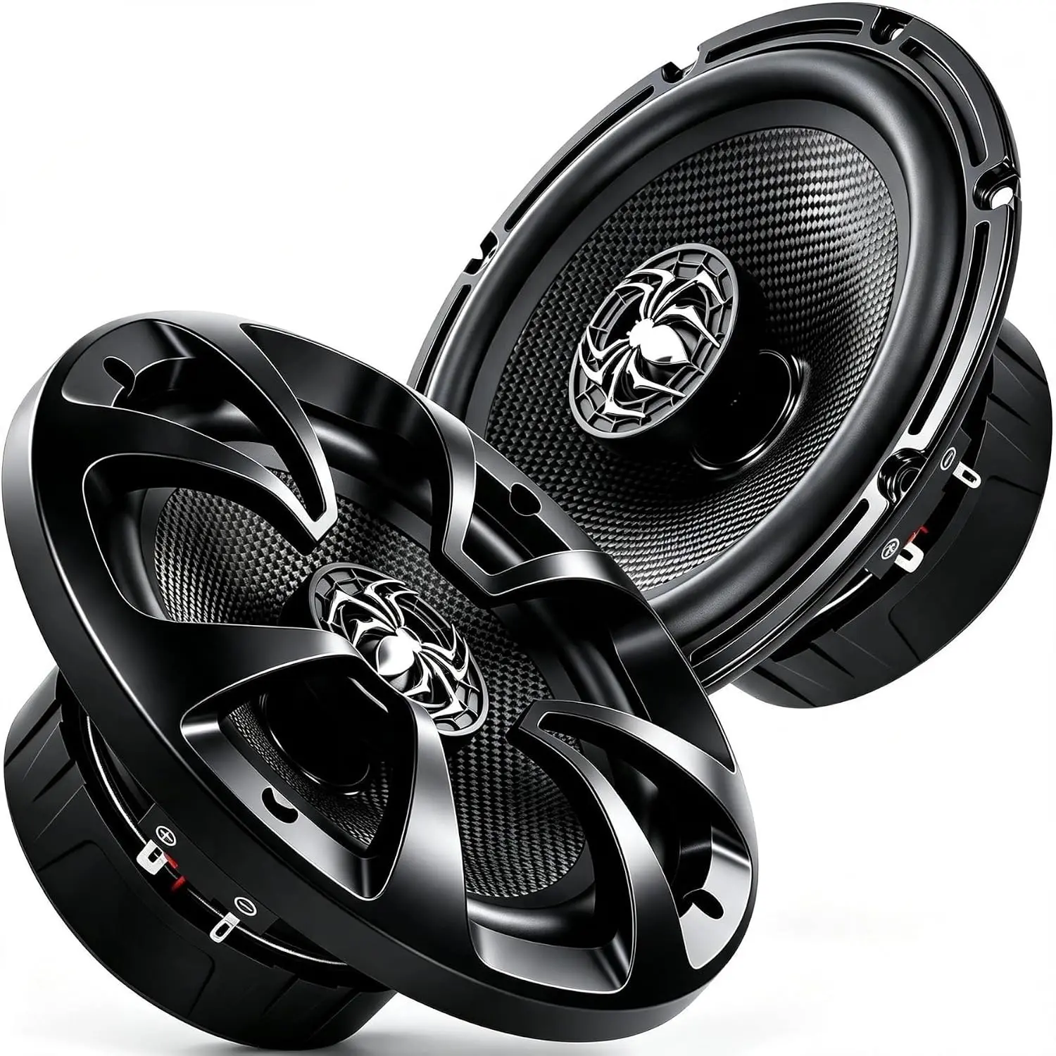Upgraded 6.5 in 2-Way Coaxial Car Speakers - Pair, 800W Max 4 Ohm, Carbon Fiber Cone, High-End Silk Dome Tweeter, Balanced Sound, Smooth Treble, Plug & Play, Durable Design