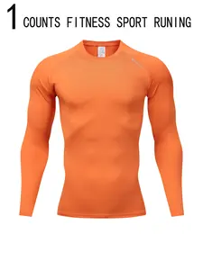 Men's Compression Long Sleeve T-Shirt, Breathable Stretchy Gym Shirt Athletic Style Activewear for Basketball Running Cycling Hiking Boxing Workout Quick Dry Clothing, Breathable Gym Shirts