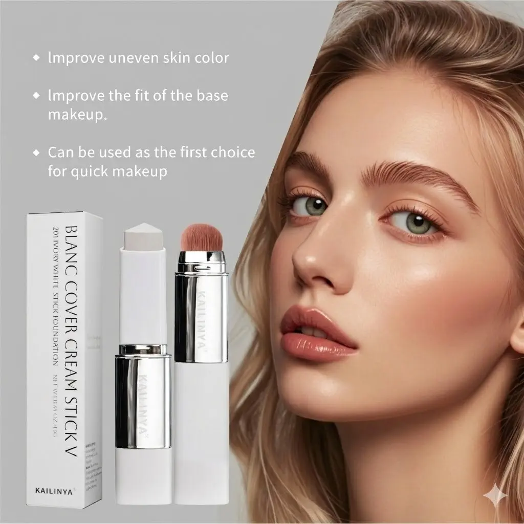 2-In-1 Color-Changing Foundation & Super Coverage Moisturizing Concealer Stick, Hydrating High Coverage Flawless Coverage, Sweatproof Long-Lasting 24 Hours, Lightweight Formula, Matte Makeup Finish, Net Weight 13g/0.46oz