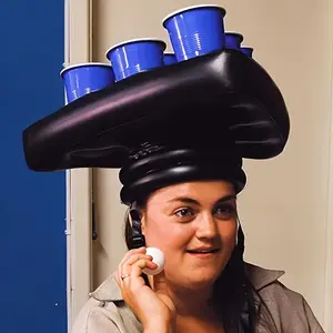 Inflatable Party Hat for Ring Toss Game - PVC Durable Hand-Washable Cap for Outdoor, Family, Wedding, Birthday, Bachelor, Graduation Events - Reusable Fun Game Hat for Christmas, Halloween, Thanksgiving, New Year Celebrations - Featherless,