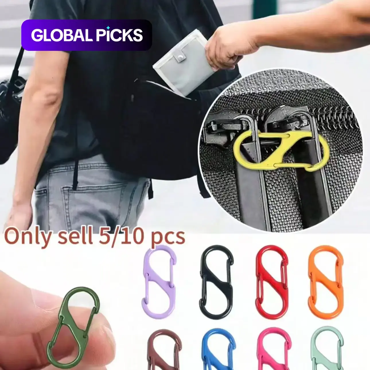 Backpack Zipper Lock Set, 5/10Pcs Anti-Theft Security Clips, Durable Easy-Pull Buckles for Bags, Ideal for Outdoor, Beach & School Use, Travel Accessories #GLOBAL PICKS