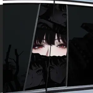2 very good-looking and interesting car mid-pillar stickers with personal creativity, B-pillar protective film, attractive eye pattern car stickers stickers, suitable for cars, Car Decals