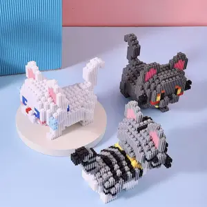 81-1011 pieces of colorful trio cat combination 3D puzzle building blocks, creative assembly parts for decoration and room decoration, handmade decorative items, gift, holiday gift, DIY Building Model