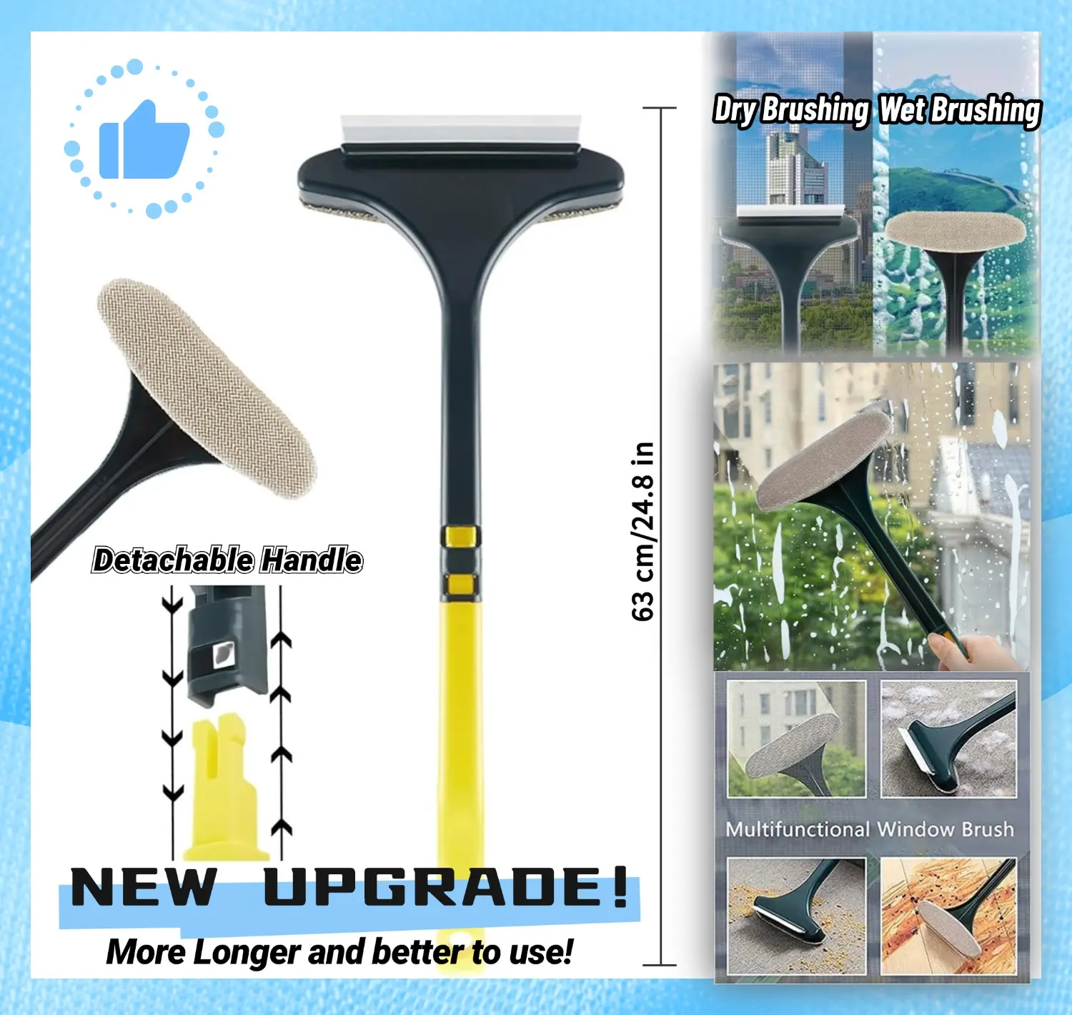 Cleaning Brush for Window Screen, 2026 New Multifunctional Window Screen Cleaning Brush Kit, 4 in 1  Window Screen Net Mesh Cleaner, 4 in 1 Window Washer Squeegee Kit, Window Nets Cleaning Pet Hair Brush, Door Window Gap Broove Home Clean Tool