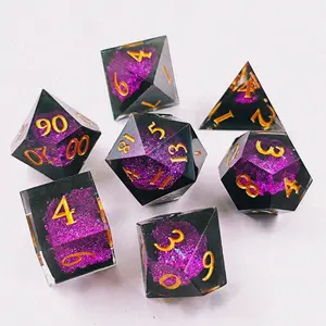 7-Piece Sharp Edge Cave Resin Dice Set, Perfect for Gifting, D&d, and Tabletop Role-Playing Games, Ideal for Gamers and Collectors