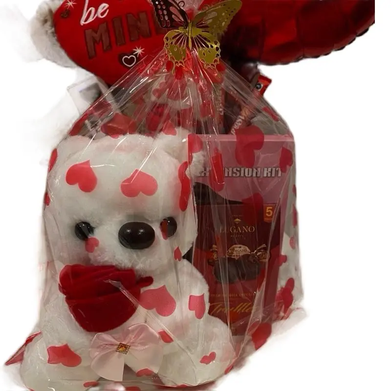 Decorative Synthetic Floral Gift Set - Heart Teddy Bear, Red Roses, Love Symbols - Home Supplies Centerpiece, Gifts for Girlfriend, Romantic Occasion Anniversary Gifting
