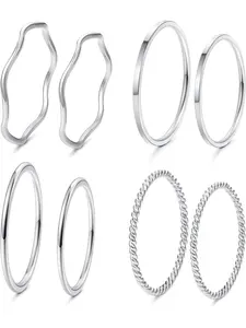 8-14Pcs 1mm Stainless Steel Women's Plain Band Knuckle Stacking Midi Rings Comfort Fit Silver/Gold/Rose Tone