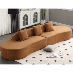 130.5” Modular Sofa Sectional Couch Modern Cloud Curved Couch Boneless Compression Sofa with 3 Pillows for Living Room Apartment Office, No Assembly Required, Terrycloth Fabric