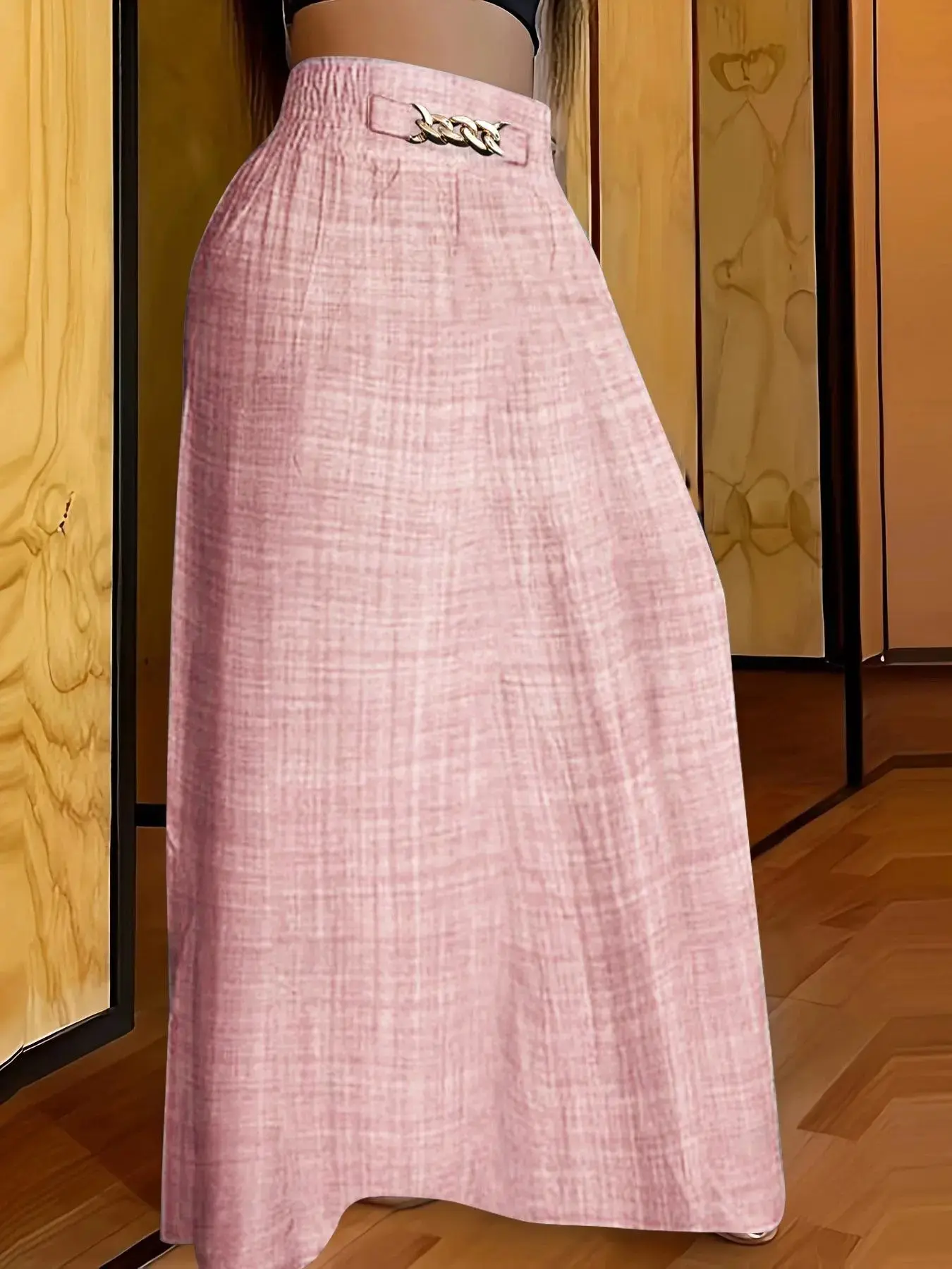 Women's Solid Color Elastic Waist Skirt, Casual Fashion Skirt for Daily Wear, Street Fashion Skirt, Ladies Bottoms for Summer, Casual Streetwear Skirt, Casual Skirts