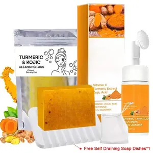 [TURMERIC&KOJIC] Turmeric Cleansing Mousse,Turmeric Wash and Care Three Piece SetTurmeric Tablets,Turmeric Soap Facial Cleansing Skincare FacialCleansing Cleanser Comfort