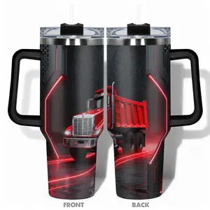 1pc 40oz/30oz/22oz/20oz/14ozCup Stainless Steel Drinkware Tumbler With Red Dump Truck Design, Leakproof Large Capacity, Needed for Gym, Hiking, Travel Ideal Birthday Christmas Gift Perfect Gift