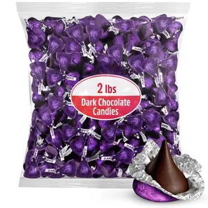 Hershey's Dark Chocolate Kisses - 2 LB Bulk Individually Wrapped Purple Foil Candies, Dessert Snack for Baking & Everyday Treats, Colorful Flavorful Addition to Occasions