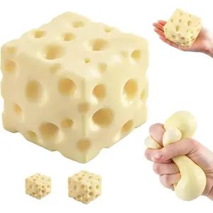 Slow Rising Cheese Block Fidget Toy, Super Soft Moldable Stress Ball, Relaxing ASMR Squeeze Toy, Portable Sensory Toy & Lovely Desk Ornament cheese squishy cube