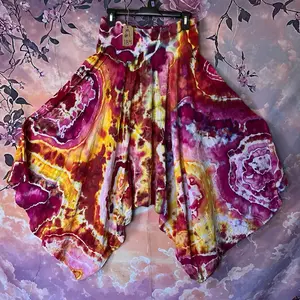 (184) Handmade Tie Dye Harem Pants for Womenswear - Vibrant Colors, Comfortable Fit, Perfect for Casual Wear - Bottoms