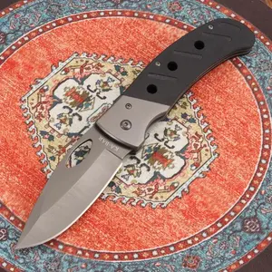 KB 3077 3.96" Tactical Folding Pocket Knife with plain edge stainless blade, foldable lockback, lightweight G10 handle, deep carry clip, excellent for outdoor camping, hunting, survival, fishing, EDC