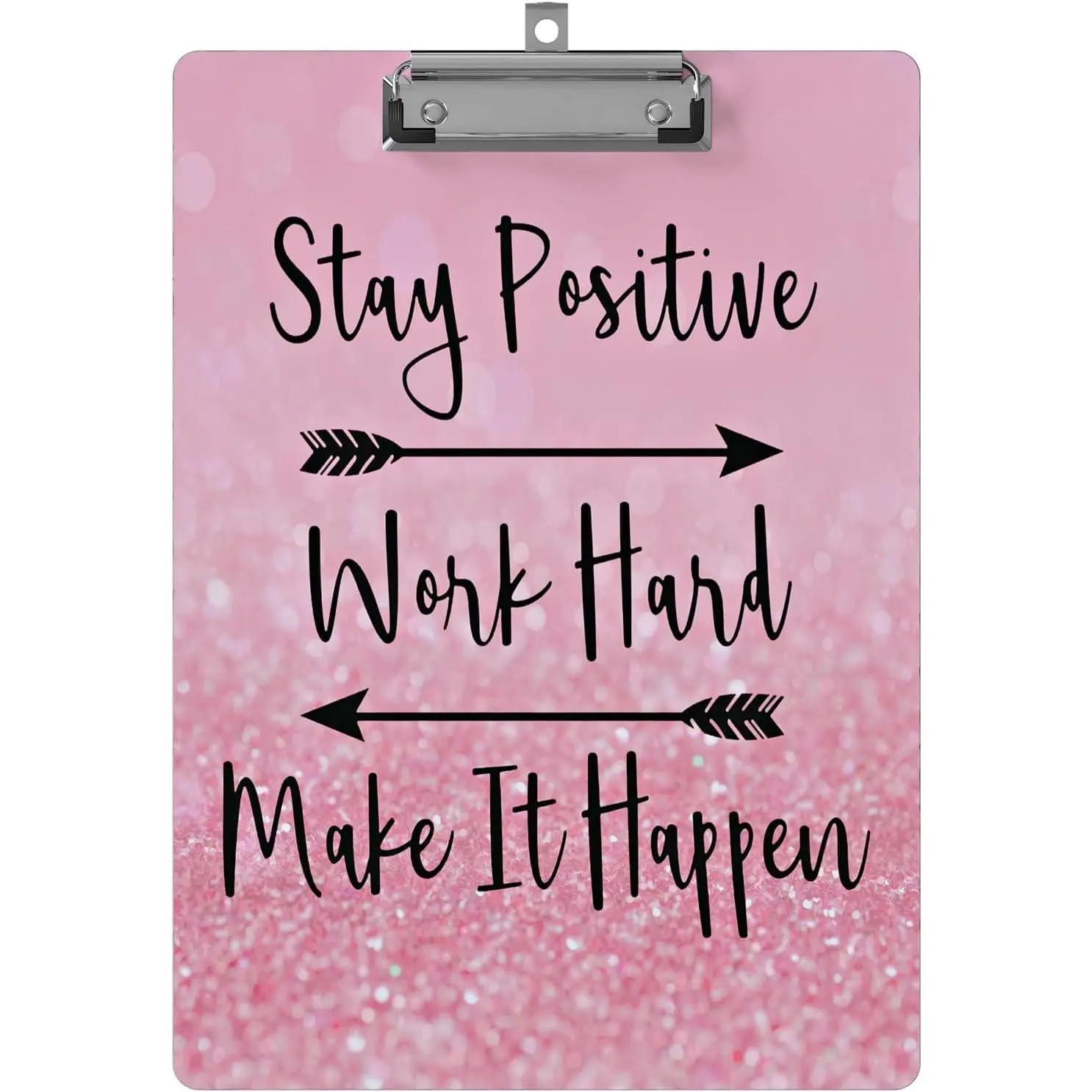 Clipboard Design Decorative Clipboards A4 Letter Size Wooden Cute Clip Board  for Shool Office Supplies, Standard Size 9" x 12.5" with Low Profile Metal Clip(Stay Positive)