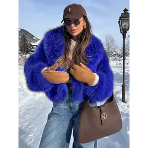 Women's Faux Fur Lapel Coat, Casual Fall & Winter Outerwear, Thick Fabric, Elegant Name Brand Style, Ts-S391303 New Arrival, Chic