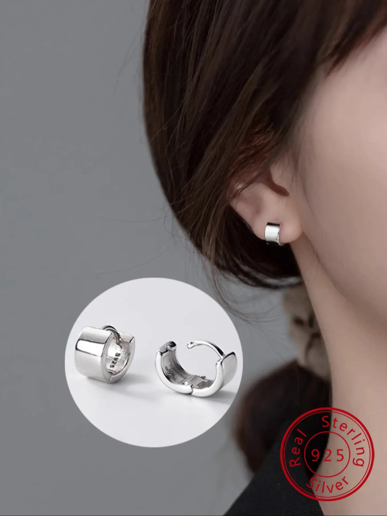 2 pcs Simple S925 Sterling Silver Smooth Geometric Circular Small Hoop Earring Set For Women's Daily Commuting Fashionable And Versatile High Quality Earrings Hoops