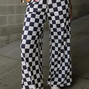 Checkered Wide Leg Pants