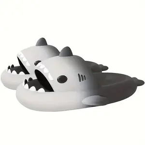 Men's Cute Shark Slides, Casual Non Slip Slippers, Open Toe Shoes For Indoor Outdoor Beach Shower, Spring And Summer