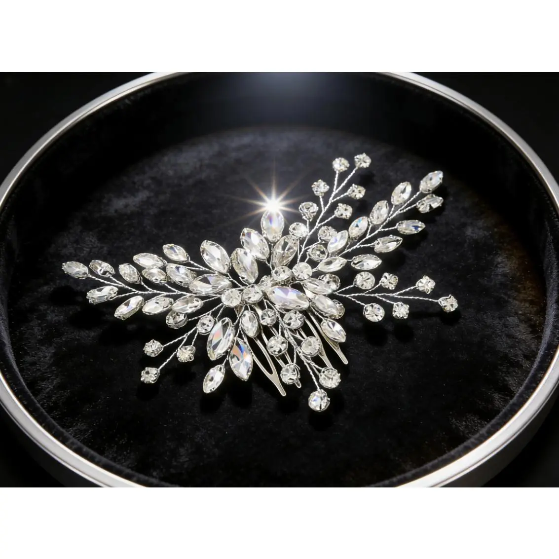 Silver Crystal Bridal Hair Comb - Rhinestone Headpiece, Bridal Accessories for Weddings, Formal Events
