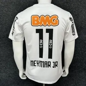 1213 Santos Home White Retro No.11 Neymar Short Sleeved Soccer Jersey