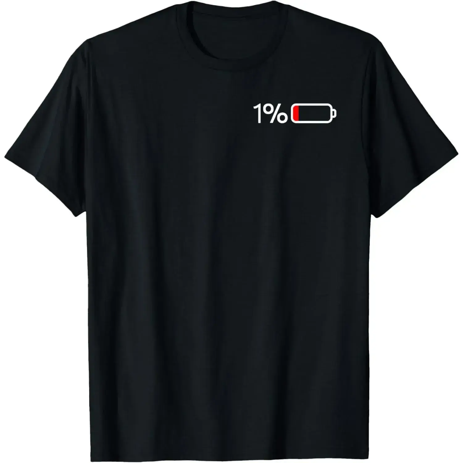 1% Battery Low Energy Funny Sarcastic Graphic Cotton Tee Men Women Lazy Mood Oversized Casual Short Sleeve T-Shirt