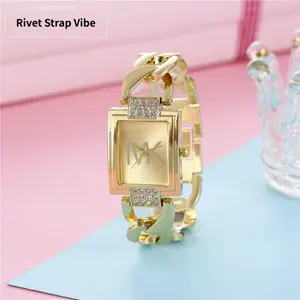Fashionable and simple square diamond women's quartz watch, casual women's dress bracelet wristwatch, modern stylish wristwatch