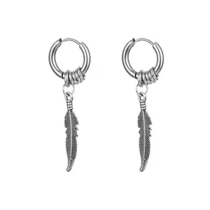 Feather Dangle Drop Earrings for Men Women