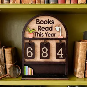 1 Set of Wooden Annual Book Counting Ornaments - This year's reading tracker can track up to 999 books, office books book shelf decoration reading challenge gift suitable for readers, teachers, writers and book lovers