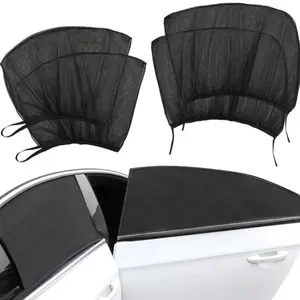 A Set of Four Black Mesh Car Window Screens, Suitable for Both Front And Rear Windows, Ideal for RV Sunshades, Windshield Sun Shade, Providing Comfort for Camping, Made from Durable Materials, Portable Car Sunshade