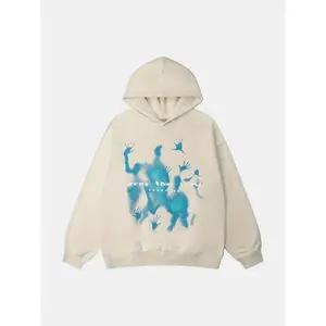 Women's Y2k Style Hoodie, Casual Knit Long Sleeved Pullover, Patterned Letter Print, Spring and Autumn Fashion