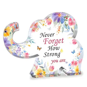 Inspirational Gift for Women, Acrylic Elephant Desk Decor, Office Home Decor, Motivational Office Accessory, Perfect for Mom Aunt Sister Daughter